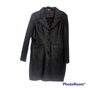 Black Leather Buttoned Jacket